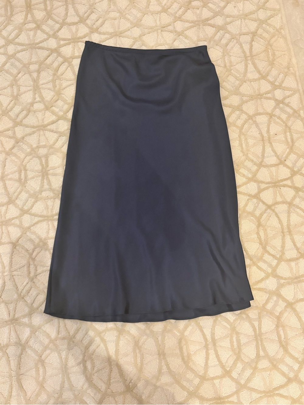 Soeur Navy Satin Midi Slip Skirt